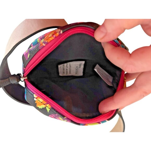 Betsey Johnson Belt Bag Black Pink Floral NWT Medium Large Zipper 7"x5" - Picture 9 of 15